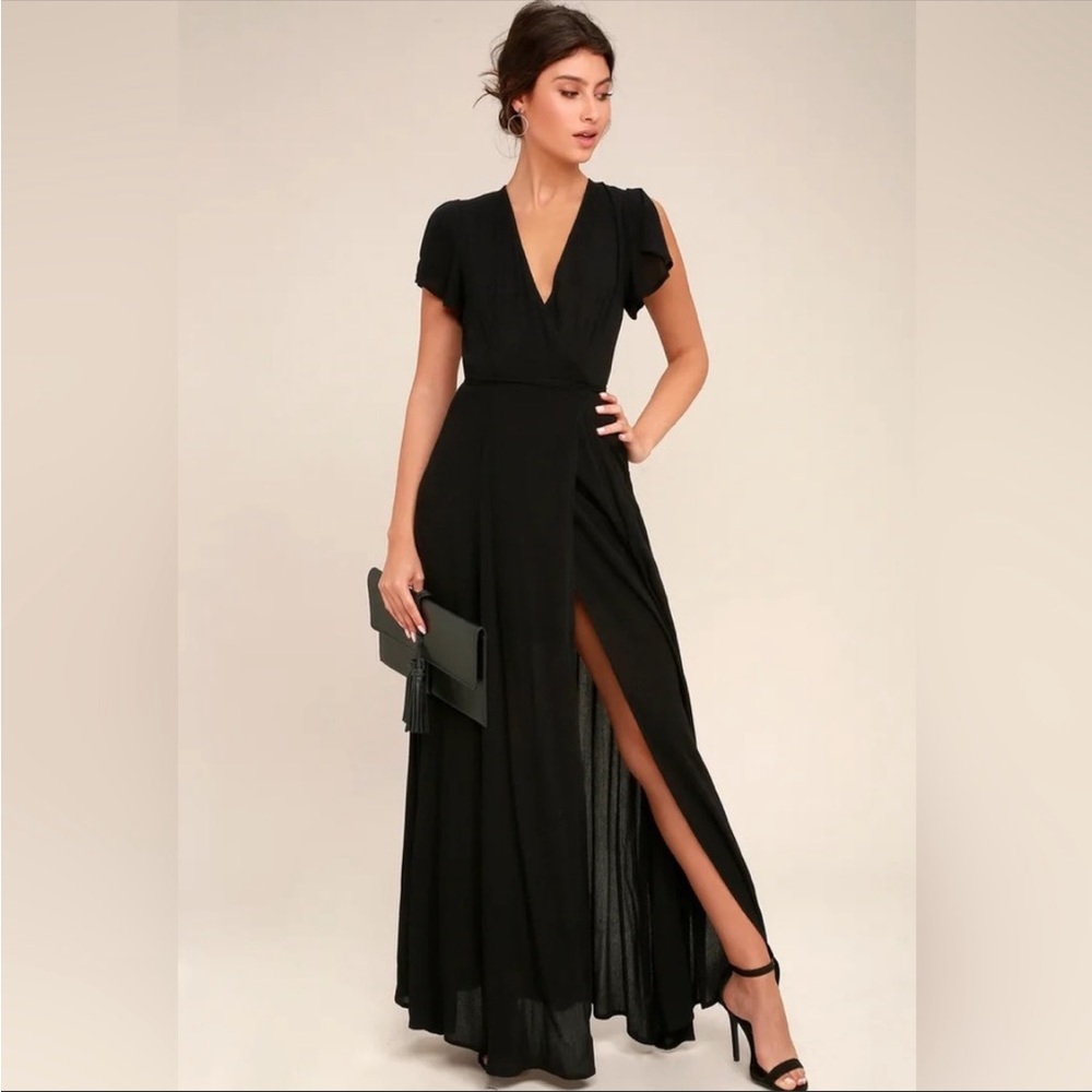 NWT Lulu’s Black Maxi Full Wrap Long Dress XS